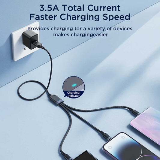 JOYROOM S-1T3018A18 3-in-1 Fast Charging Cable 1.2M | USB-A to Lightning, Type-C & Micro USB | 3.5A High-Speed Data & Charging Cable