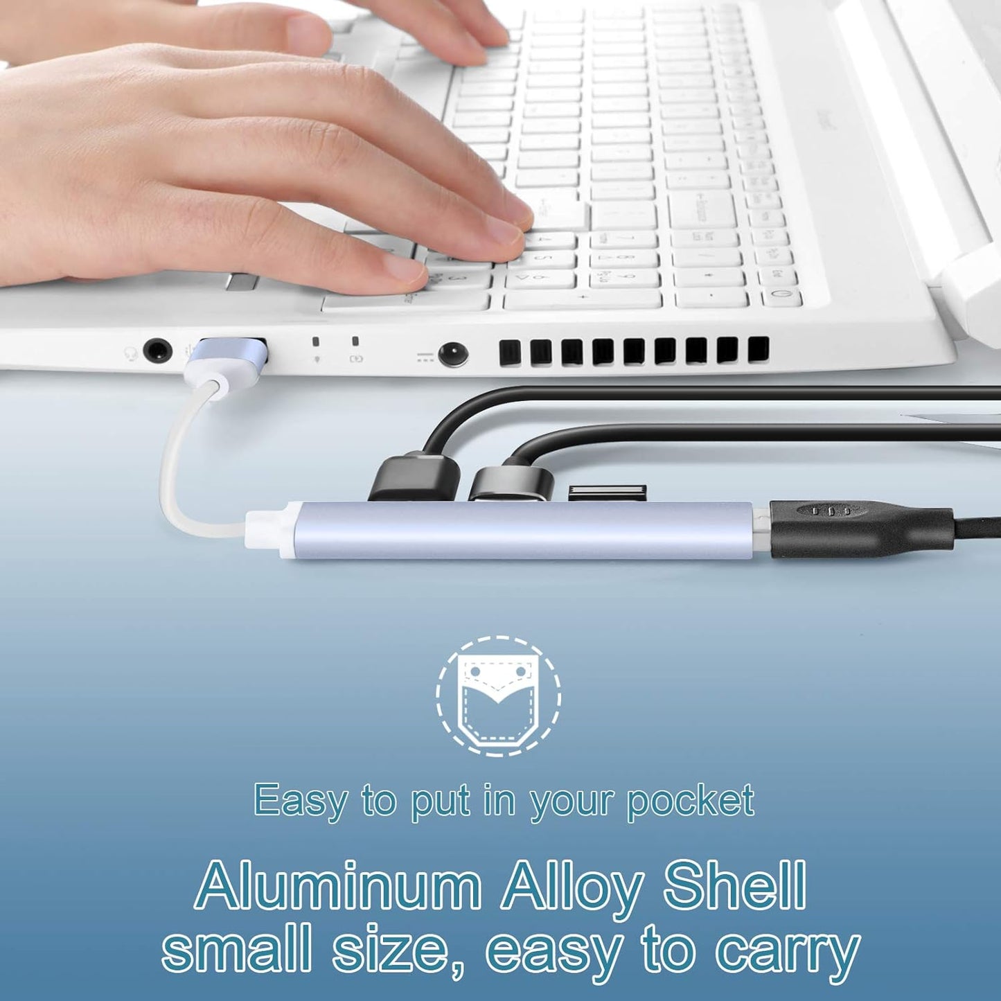 Speed-X SP-U42 4-Port USB 3.0 Hub – Aluminum Alloy Ultra Slim High-Speed Data Hub