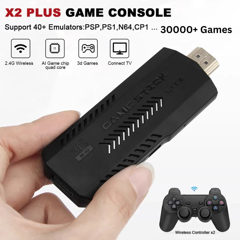 X2 Plus Game Stick 37000+ Games Pre-Installed – HD Retro Gaming Console
