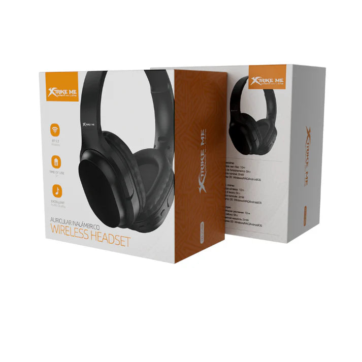 XTRIKE ME HD-214 BK Wireless Bluetooth 5.3 Foldable Over-Ear Headphones with Deep Bass & Built-in Mic