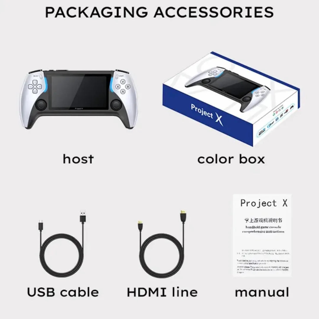 Project X PRO Handheld Gaming Console – 4.7" HD IPS Screen, PSP, PS1 & Arcade Gaming Powerhouse 40000+ Games preinstalled