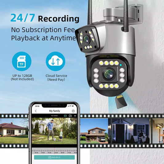 Speed-X SPZ-702 Dual Lens WiFi Outdoor Security Camera – 4MP Full Color Night Vision Smart Surveillance