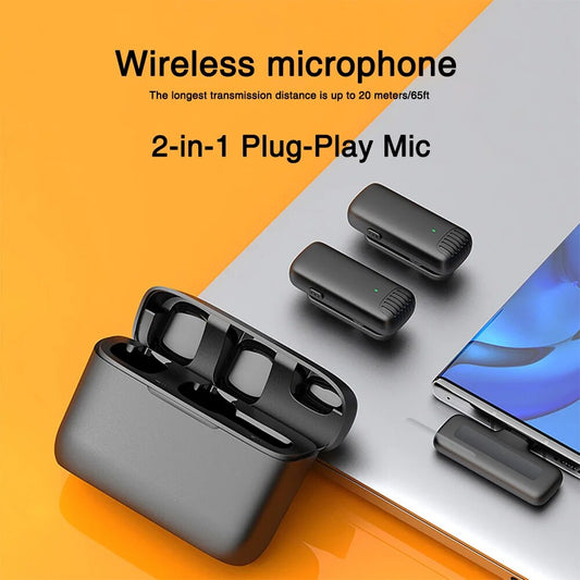 J13 Type-C Dual Wireless Lavalier Microphone with Charging Case – Professional Video Recording Made Easy