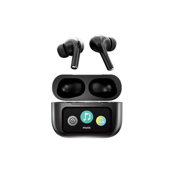 A9 Pro Wireless Earbuds with ANC/ENC Display & Touch Control – Bluetooth 5.4 Earbuds Black