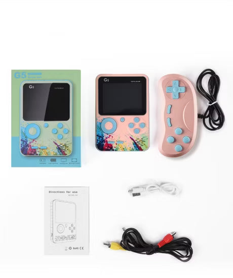 G5 500 in 1 Retro Handheld Game Console for Kids – 500 Built-in Classic Games with Extra Controller