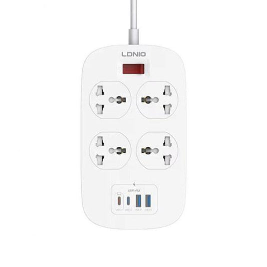 LDNIO SC4407C 2500W Power Extension | 4 Universal Sockets | 2 USB-A + 2 USB-C | 45W PD Fast Charging | 2M Cable