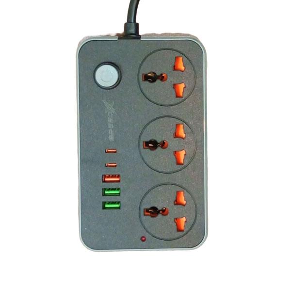 Speed-X 603PU Universal Travel Power Extension – 3 Sockets, 3 USB-A & 2 USB-C Ports