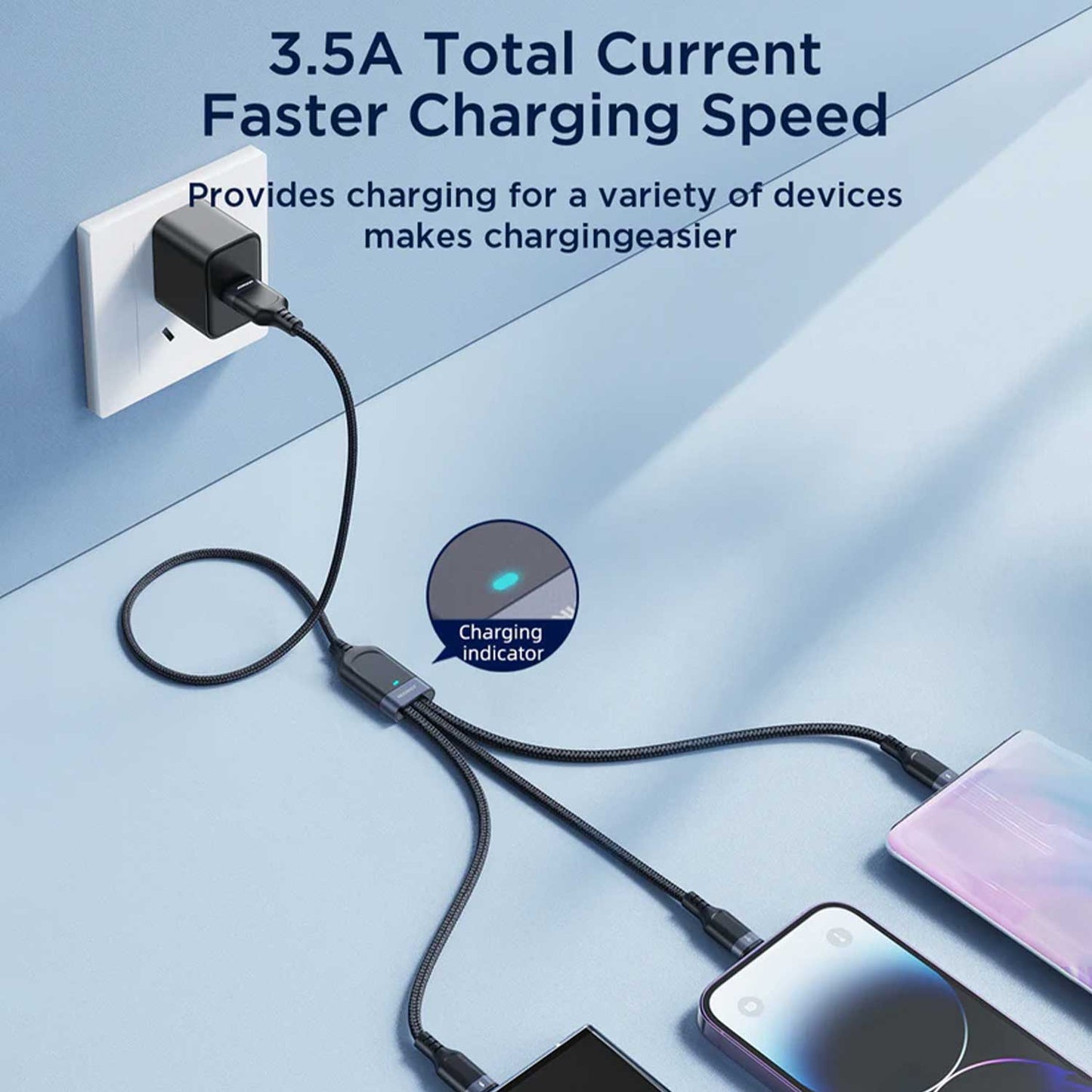 JOYROOM S-1T3018A18 3-in-1 Fast Charging Cable 1.2M | USB-A to Lightning, Type-C & Micro USB | 3.5A High-Speed Data & Charging Cable