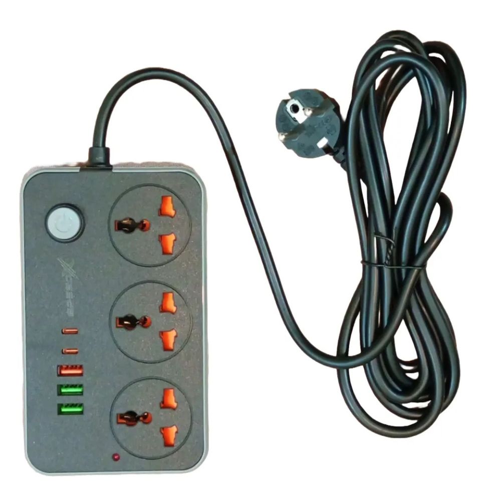 Speed-X 603PU Universal Travel Power Extension – 3 Sockets, 3 USB-A & 2 USB-C Ports