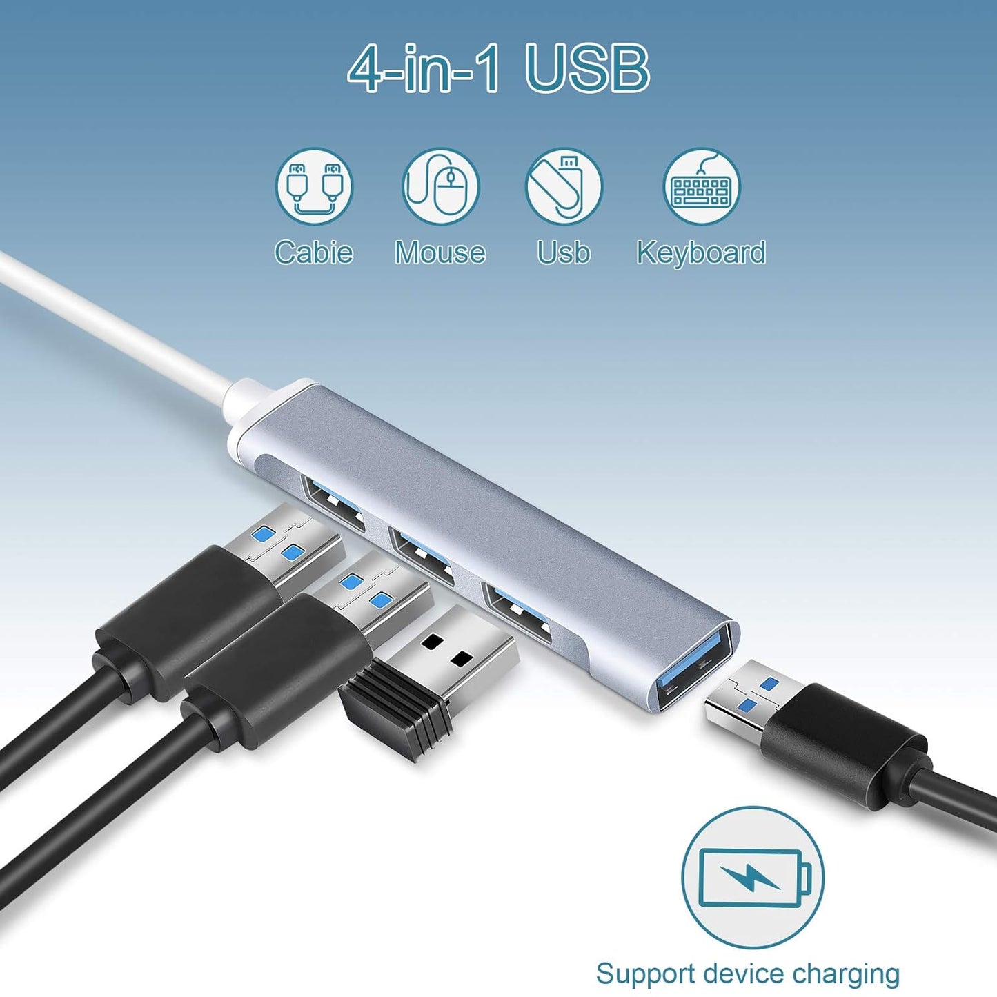 Speed-X SP-U42 4-Port USB 3.0 Hub – Aluminum Alloy Ultra Slim High-Speed Data Hub