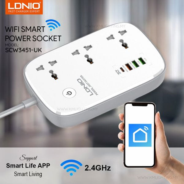 LDNIO SCW3451 2500W WiFi Smart Power Extension – Smart Power Management for Modern Homes