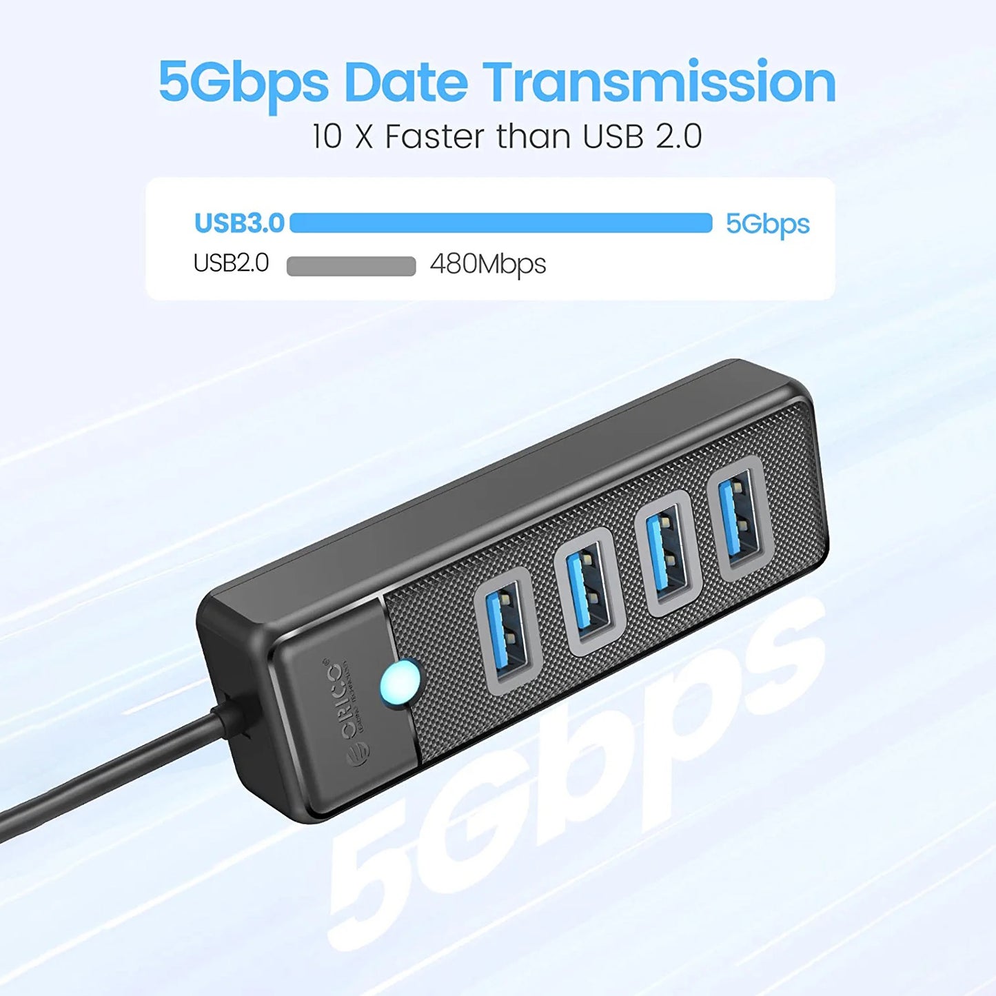 PW4U ORICO 4-Port USB 3.0 Hub – 5Gbps High-Speed Data Transfer Expansion Hub