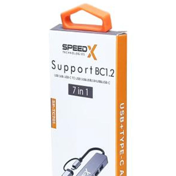 Speed-X SP-TC701 7-Port 2-in-1 USB 3.0 & Type-C Hub – Premium Aluminum Alloy Expansion Hub