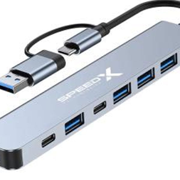 Speed-X SP-TC701 7-Port 2-in-1 USB 3.0 & Type-C Hub – Premium Aluminum Alloy Expansion Hub