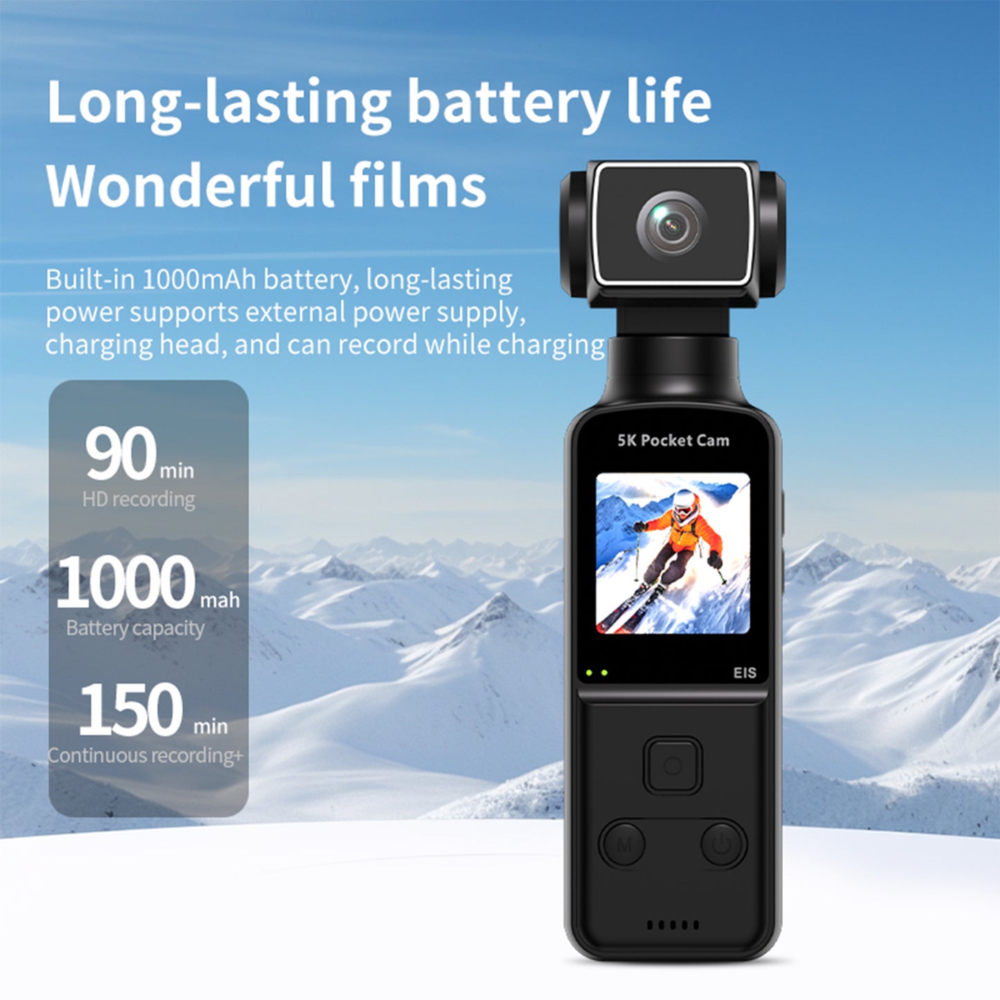 K1 Pocket 5K HD WiFi Action Camera – 270° Rotatable Sports & Vlogging Camera