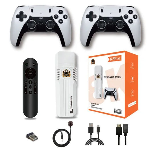 K8 Pro 8K HD TV Game Stick Android 12.1 – 40000+ Retro Games with Wireless 2.4G Controllers