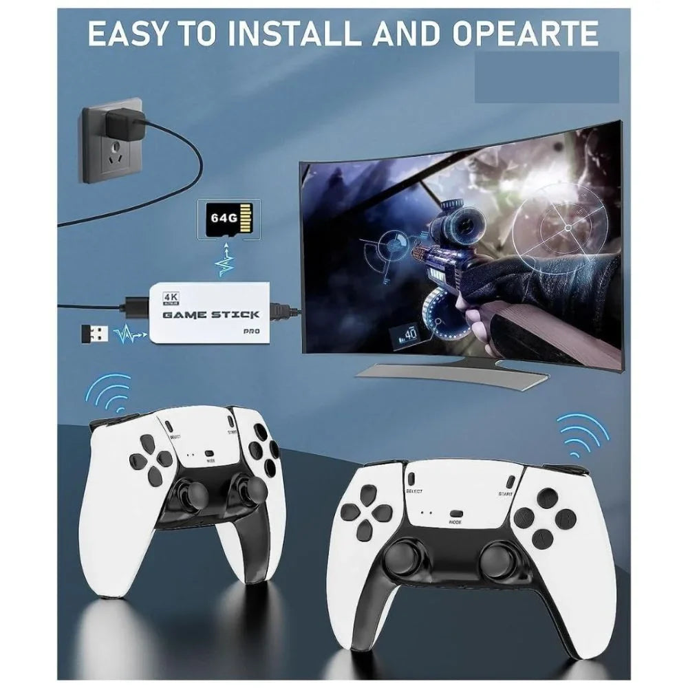 M15 4K Game Stick Console – 20,000+ Retro Games | Dual Wireless Controllers | Plug & Play HDMI Gaming Stick original