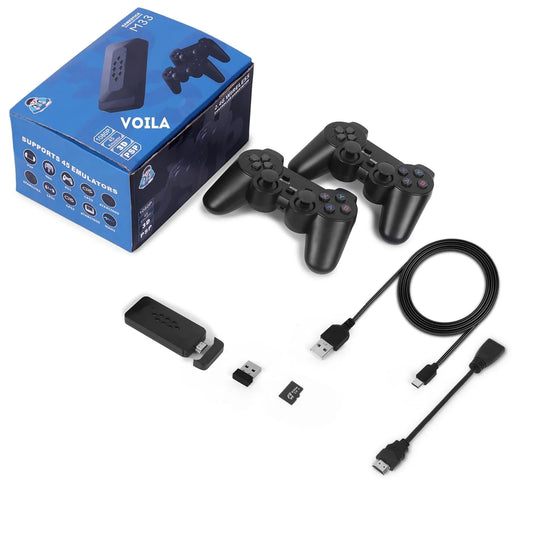 M33 3D Game Stick 64GB – 33000 Video Games with 2.4G Wireless Controllers | 4K Retro Gaming Console 1 year warranty