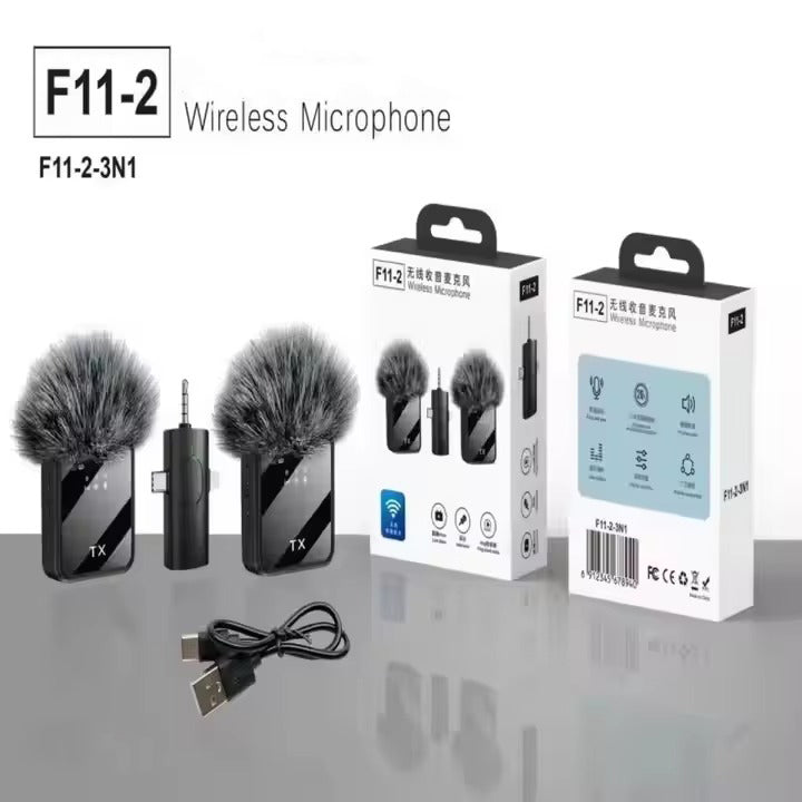 F11-2 3-in-1 Noise Cancelling Wireless Dual Microphone – Professional Audio Recording Anywhere