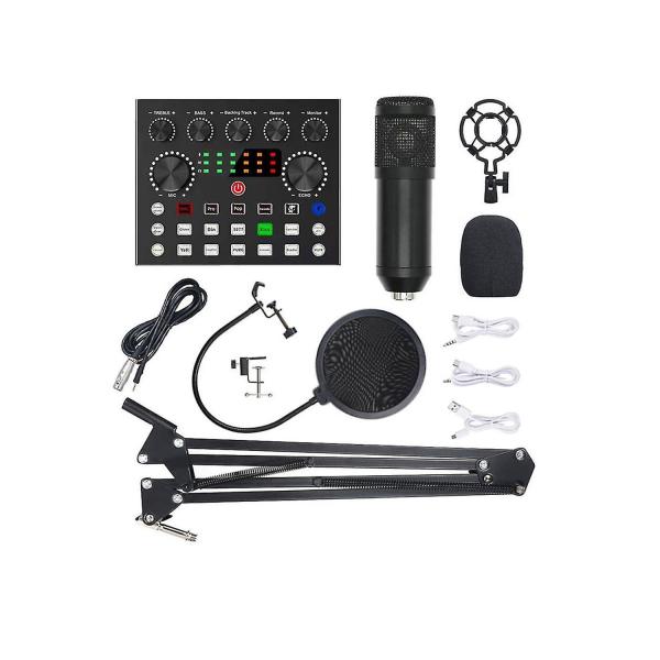 V10 BM-800 Podcast Condenser Microphone Set with Live Sound Card – Professional Recording & Streaming Kit
