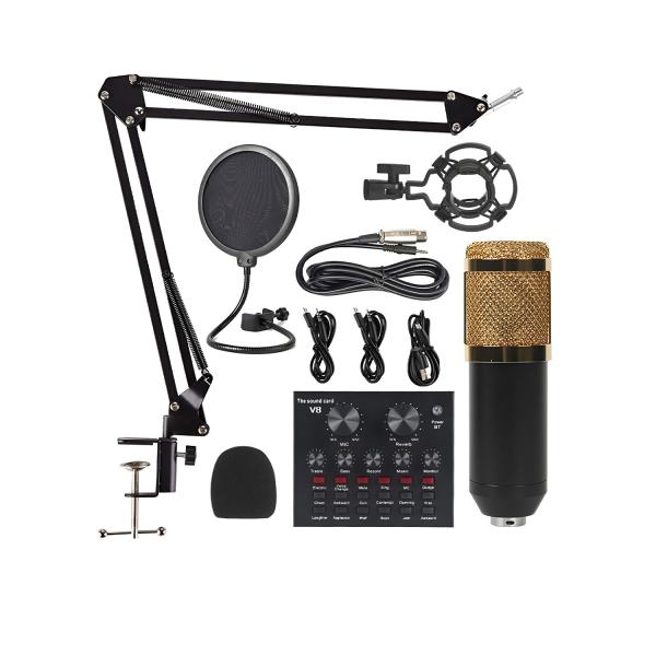 V8 BM-800 Podcast Microphone Set with Live Sound Card – Professional Recording & Streaming Solution