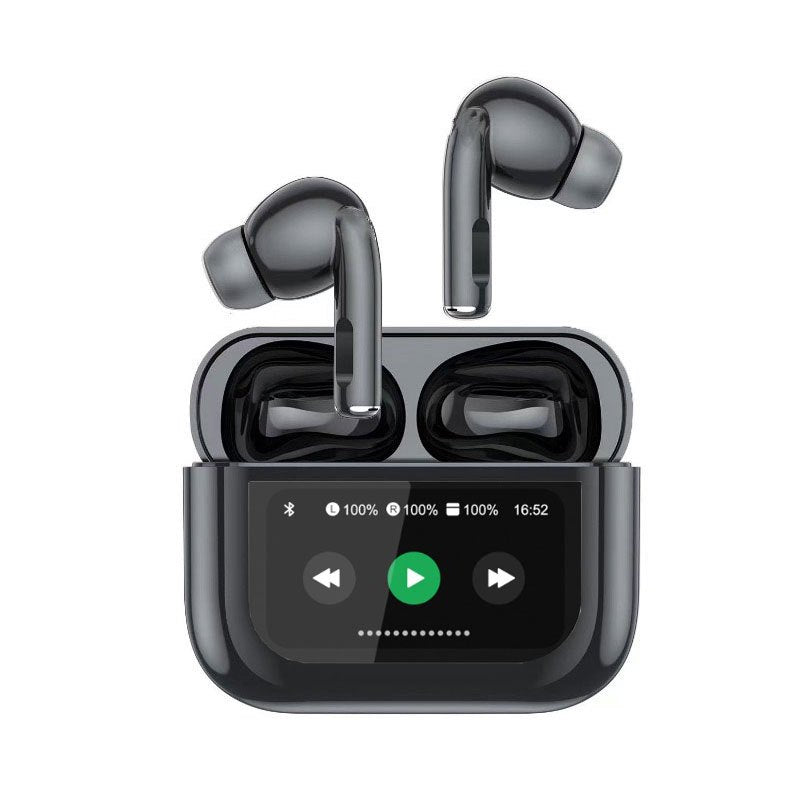 A9 Pro Wireless Earbuds with ANC/ENC Display & Touch Control – Bluetooth 5.4 Earbuds Black