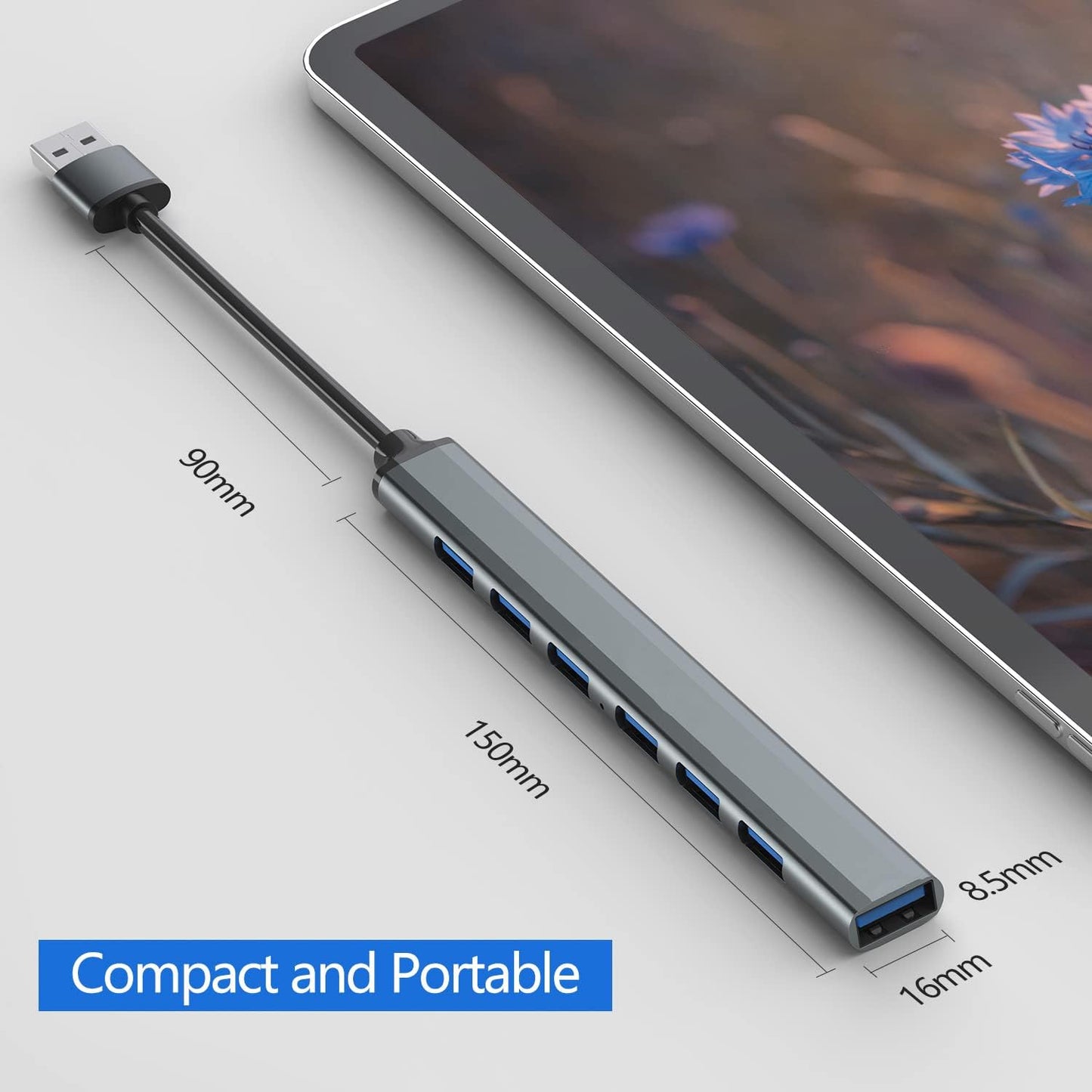 Speed-X SP-UH307AL 7-Port USB 3.0 Hub – Ultra Slim Aluminum Alloy Portable Hub