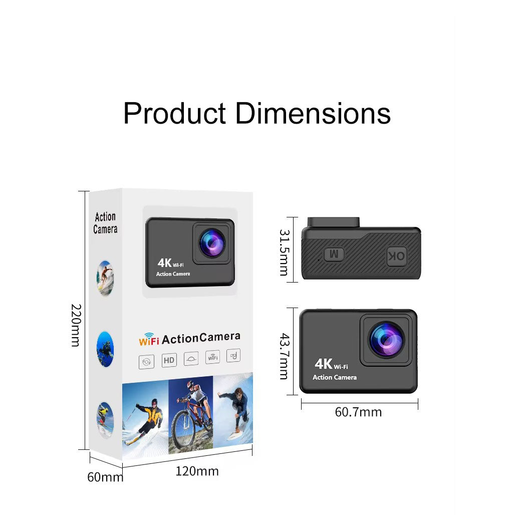 V22 4K Ultra HD Mini Action Camera – Waterproof WiFi Sports Camera with Touch Screen