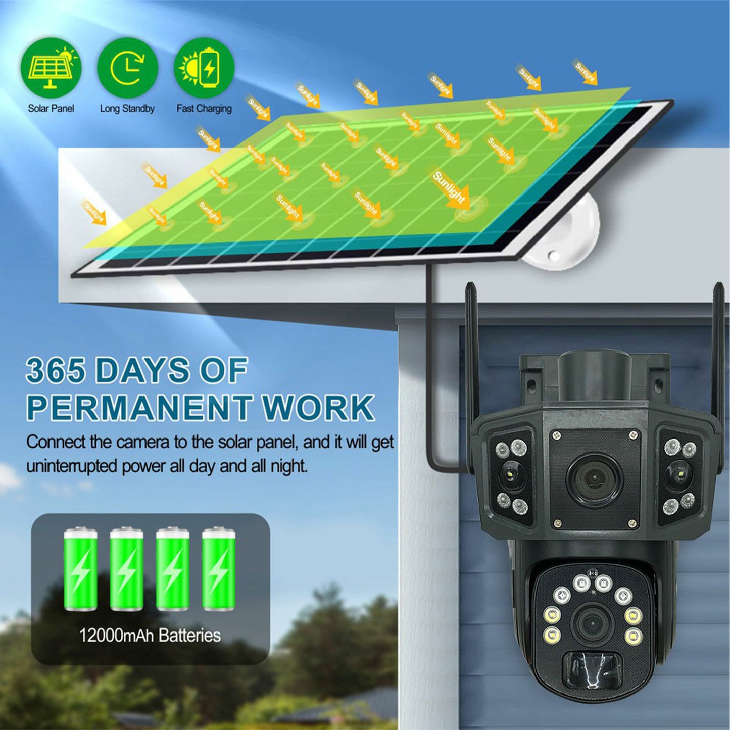 Speed-X CA-WC013 Solar Outdoor 8MP Dual Lens Security Camera – Smart Solar-Powered Surveillance Solution