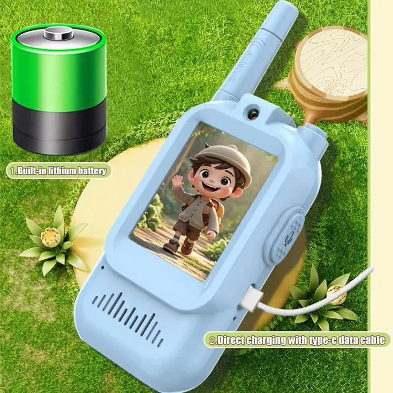 Kids Walkie Talkies Video Set – Long Range 2-Way Radio Toy for Boys & Girls | Rechargeable Educational Communication Toy
