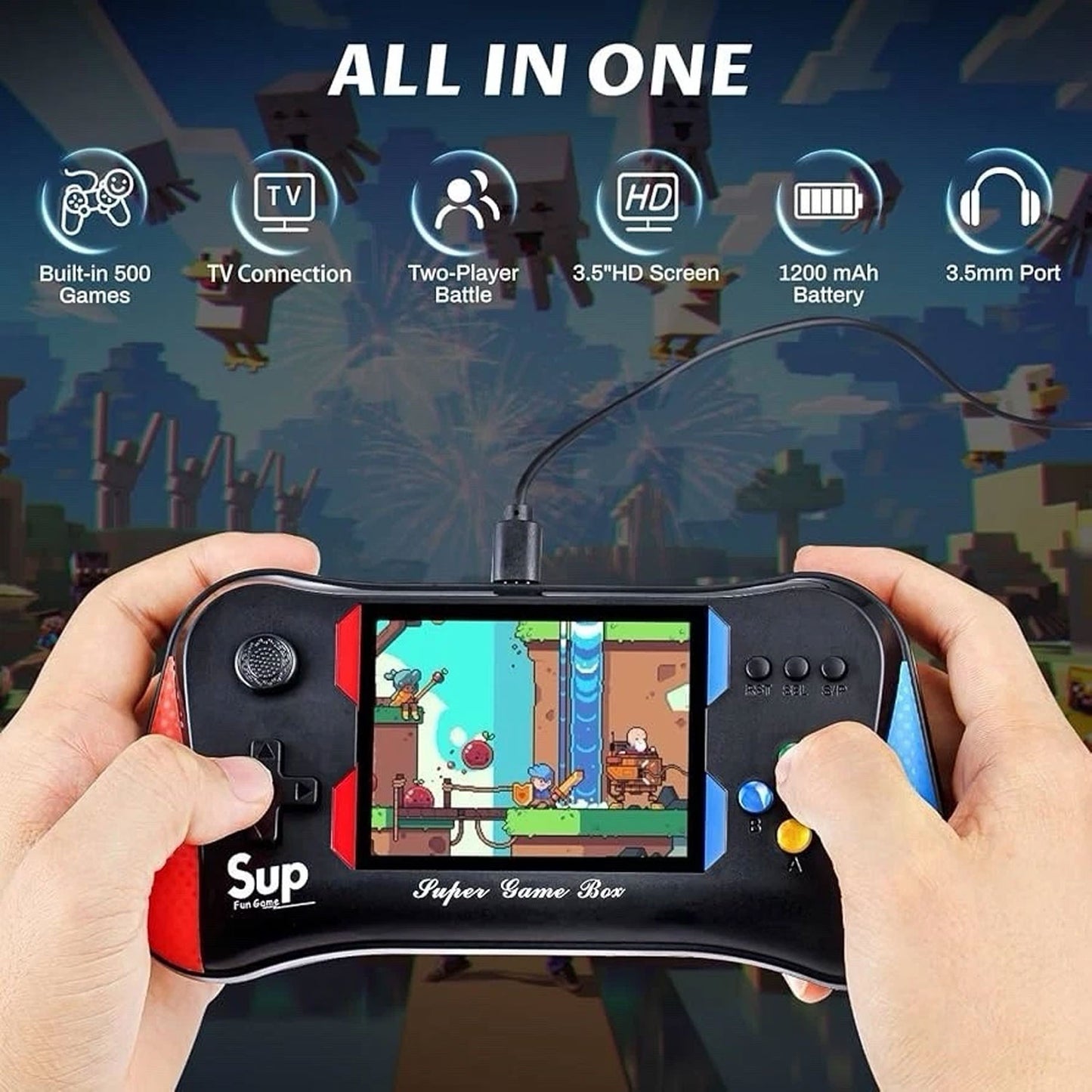 X7M Portable Mini Retro SUP Handheld Game Console – 500 Built-in Classic Games