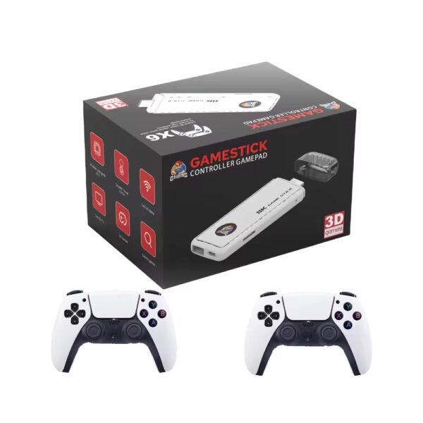 X6 64GB Classic 8K HD TV Game Stick – 40000+ Retro Games with Wireless 2.4G Controllers