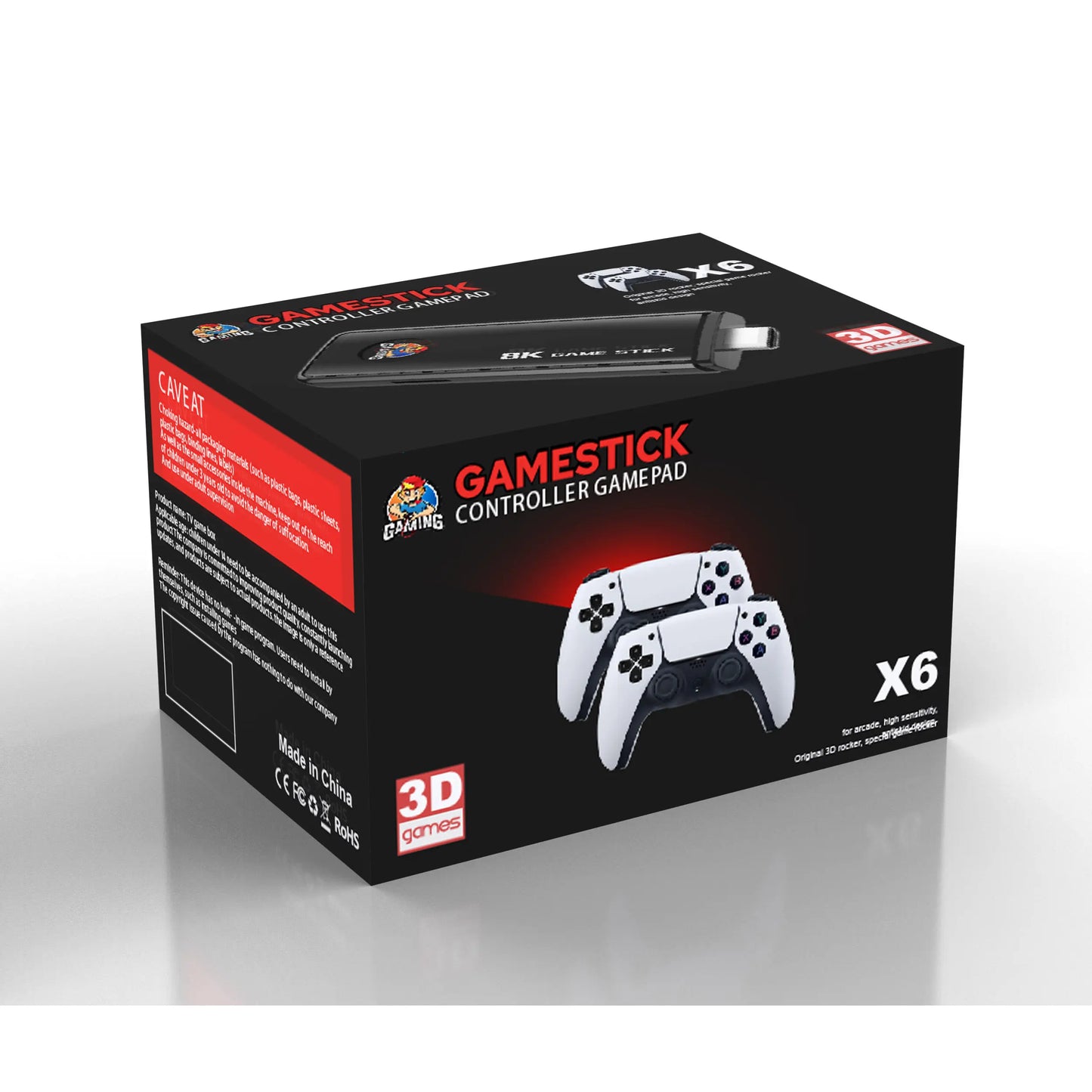 X6 64GB Classic 8K HD TV Game Stick – 40000+ Retro Games with Wireless 2.4G Controllers