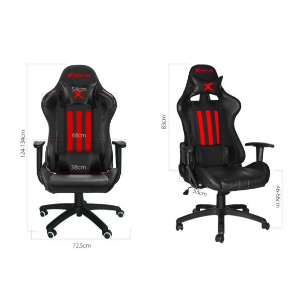 Xtrike Me Gc-905 Bk Ergonomic Adjustable Gaming Chair Caster Wheels Black - Image 2