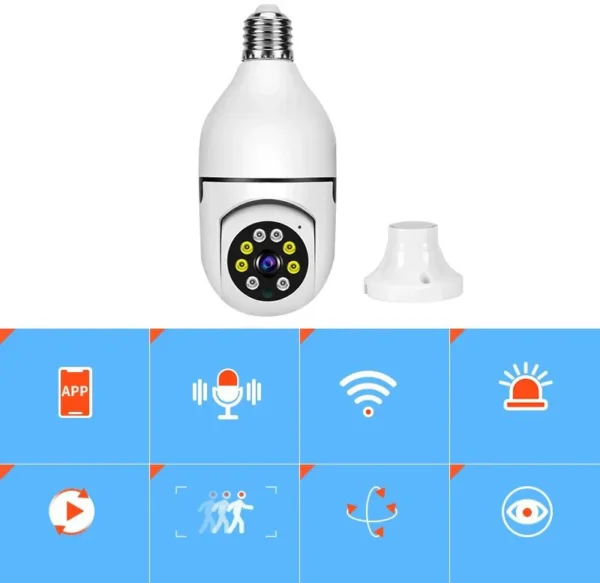 Speed-X CA-E25 Bulb Camera – 1080p WiFi 360° Panoramic Night Vision with Two-Way Audio and Motion Detection - Image 3