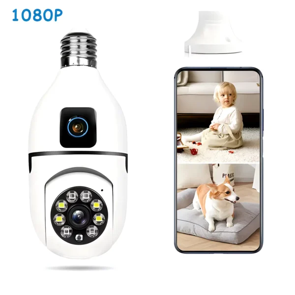 Speed-X SPE27-2 Dual Lens Bulb Camera – 1080p WiFi Panoramic Night Vision with Motion Detection - Image 5