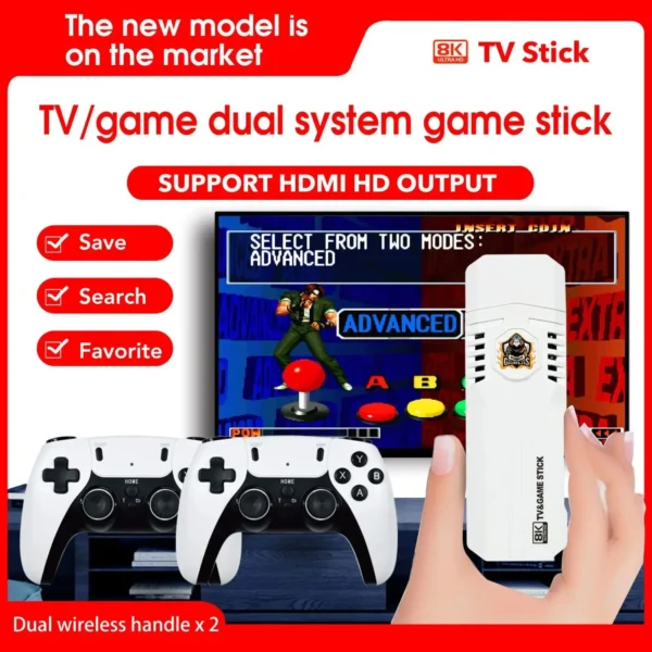 K8 Pro Classic Game Stick – 40,000+ Games, 8K HD TV Support, Android 12.1, and 2.4G Wireless Console - Image 2