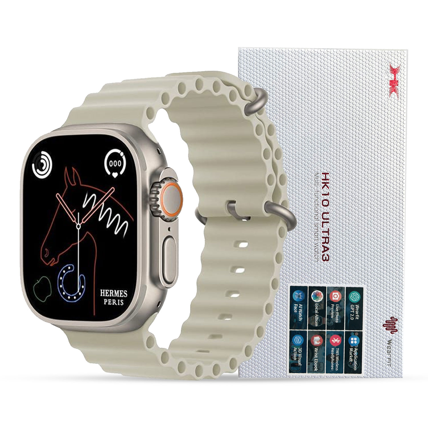 Hk10 Ultra-a Smartwatch 2.02 Inches Large Screen With Wearfit Pro App 2 Straps Silver - Image 4