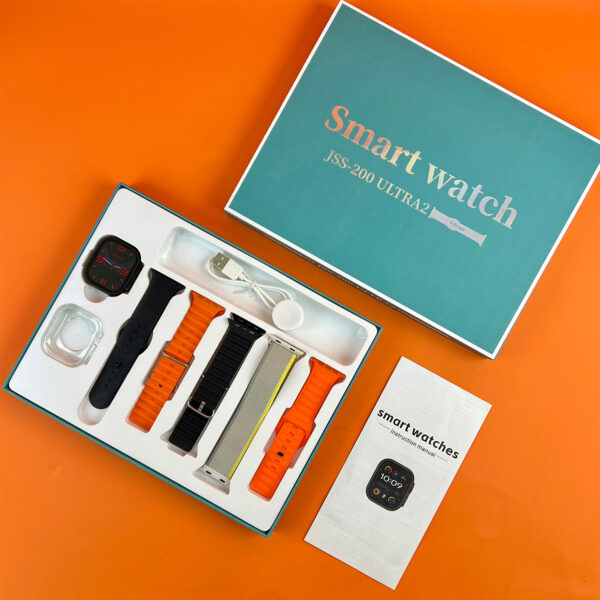 JSS-200 Ultra2 Smartwatch – 2.0 Inch BT Call, 5 Straps + 1 Silicone Case, and Magnetic Charger