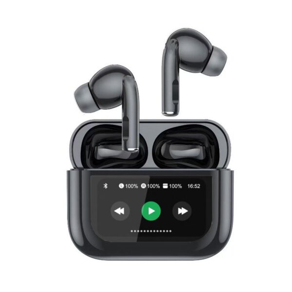 A9 Pro App ANC/ENC Display Touch Control BT 5.4 Wireless Earbuds with ZWSVibe App (Black) - Image 2