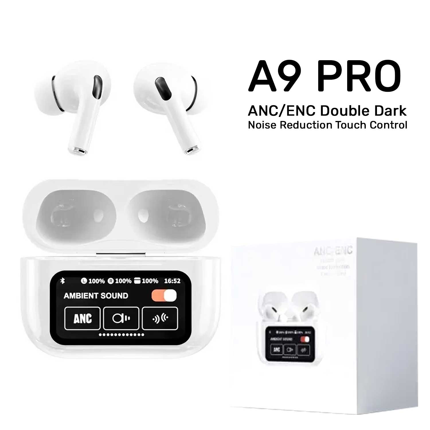 New A9 Pro Apple Airpods Anc/enc Zhongkelqnxun Touch Control Bt 5.4 Earbuds white