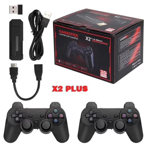X2Plus 64gb  Game Stick 37000+ Video Games HD Output Game Stick With 2 Wireless Controllers